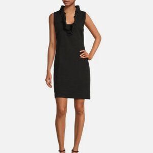 Vineyard Vines Black Silk Ruffle Neck Sheath Dress (Size 4)